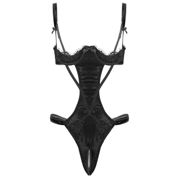 Women's Floral Lace Open Cup T-Back Bodysuit / Erotic Lingerie Nightwear for Lady - EVE's SECRETS